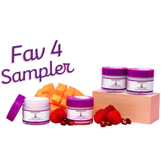 Fav 4 Skin & Hair Butter Sampler 4) 1 oz - RareGlo Organic Shea Products