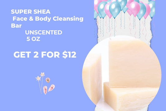 Super Shea Face & Body Cleansing Bar - RareGlo Organic Shea Products
